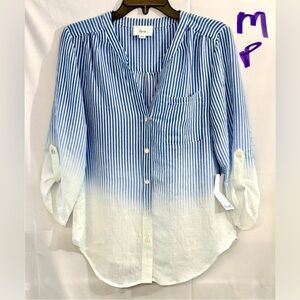 Frye Blue & White Ombre Stripe Button-Down Shirt - Women's